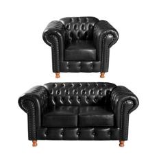 Conjunto Sofá Luis XV 2 lugares + 1 Poltrona Estilo Colonial Retrô Vin