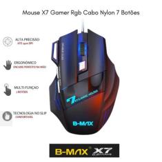 Mouse X7 Gamer Rgb Cabo Nylon 7 Botões - Original B-max