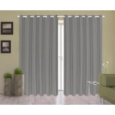 Cortina Corta Luz 4,00m X 2,40m 100% Blackout PVC Cinza Para Sala Ou Q