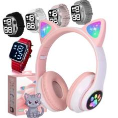 Fone Orelha De Gato Headphone Gatinho Com Led Fone Bluetooth e pulseir