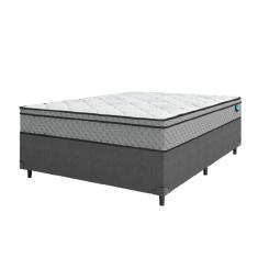 Cama Box Casal Colchão Molas Ensacadas Mirage 138x188x62cm Cinza/Branco Umaflex - Suporta até 120kg por Pessoa