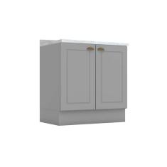 Balcão de Cozinha Modulado c/ Tampo Americana c/ 2 Portas 80cm Cinza - Henn