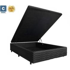 Cama Box Baú Casal Gold AColchões Matelado Preto 41x138x188