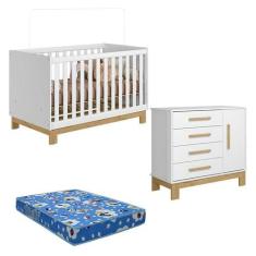 Berço Americano 4315 e Cômoda Sapateira 4355 Q Encanto Slim Branco Ace