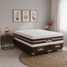 Cama Box + Colchão Castor King Silver Star Air Double Face Hibrido 180