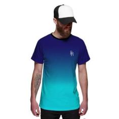 Camiseta Azul Céu Degradê Azul Oceano Masculina-Masculino