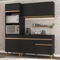 Cozinha Compacta 3 pç c/ Armário e Balcão MP3694 Veneza GB Preta