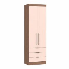 Guarda Roupa Modulado 2 Portas 3 Gavetas Infinity Móveis Castro Macadâmia/Blush Line