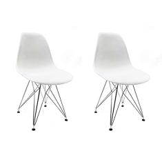 Conjunto com 2 Cadeiras Eames Branca - Base Eiffel Cromada