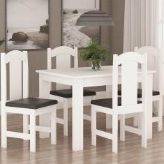 Conjunto De Mesa Arauna Estilo Com 4 Cadeiras - Branco com Preto