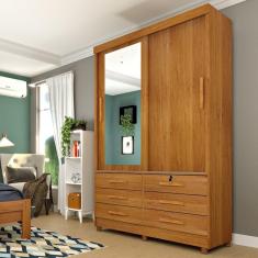 Guarda Roupa Solteiro com Espelho 2 Portas 6 Gavetas Chicago Tcil Móveis Cinamomo