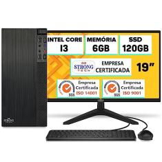 Computador Completo Pc Cpu Monitor 19” Intel Core i3 Hdmi 6GB SSD 120GB com Teclado e Mouse Desktop Strong Tech