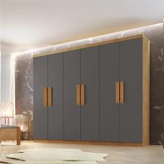 Guarda Roupa Casal 6 Portas 2 Gavetas Petra Rufato Imbuia/grafite