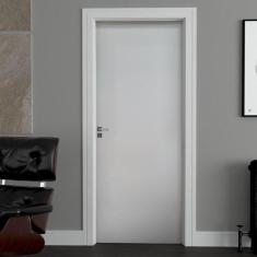 Kit Porta de Madeira 210x72cm Batente 9,5cm Lisa Primer Uniportas  Branco