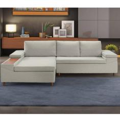 Sofá 3 Lugares com Chaise Clássico Invertido Estofart Bege