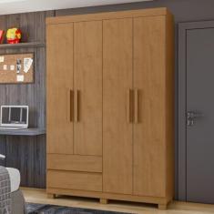 Guarda-roupa 4 Portas 2 Gavetas Zeus com Pés Amêndoa Clean