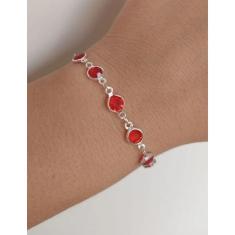 Pulseira Bracelete Feminino Adulto e Infantil Com Pedras Cristais Ponto de Luz Tiffany Cristal Folheado a Prata Moda