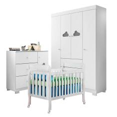 Quarto de Bebê Ane com Berço Americano Lila Branco Brilho – Phoenix Baby