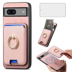 Asuwish Capa de celular para Google Pixel 7A 5G 2023 com protetor de tela de vidro temperado, anel fino, suporte para cartão de crédito, à prova de choque, à prova de quedas, Pixel7A A7, mulheres,