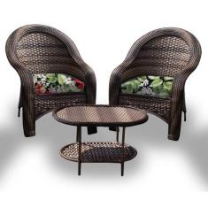 Conjunto de Poltronas Fibra Sintética Tóquio - 2 Poltronas + 1 Mesa Ce