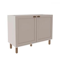 Balcão de Cozinha 120cm Iluminata 100% Mdf 2 Portas Branco/Marrom Claro - Genialflex