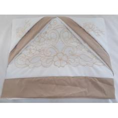 Jogo De Lençol Casal Queen 4 Pecas Bordado Com Crivo 400 Fios - Bordad