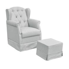Poltrona De Amamentação Balanço E Puff Lívia Linho Cinza - Phoenix