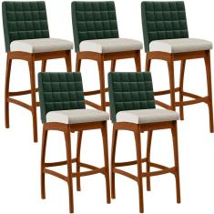 Kit 05 Banquetas Altas B04 Verde Musgo Champagne