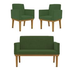 Kit Sofá Namoradeira + Poltrona Reforçada verde