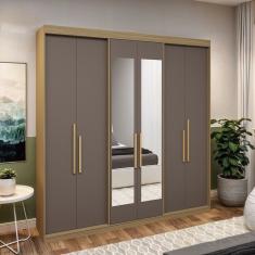 Guarda Roupa Casal 6 Portas Lugano Com Espelho Cedro-fendi