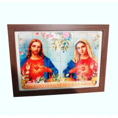 Quebra-cabeça 35 Peças Mdf Com Moldura Sagrado Coração