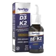 Suplemento de Vitamina D3 + K2 Gotas 20ml Sabor Menta Apisnutri