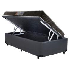 Cama Box Baú Solteiro Colchão Mola Bonnel Acolchões + Box Sintético 65x88x188