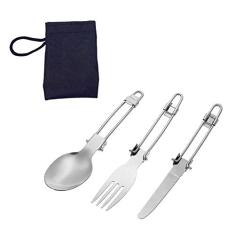 Kit Garfo Colher Faca Aço Inox Dobrável