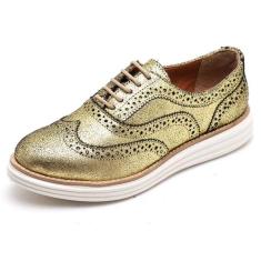 Sapato Social Feminino Top Franca Shoes Oxford Camurça Ouro