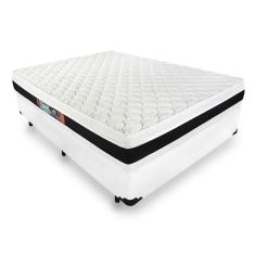 Cama Box Casal + Colchão De Espuma D45 - Castor - Black White Double Face - 138x188x62cm
