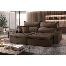 Sofá Retrátil e Reclinável 200m Bella Veludo Marrom