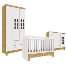 Quarto de Bebê Malu Branco Acetinado Bétula - Carolina