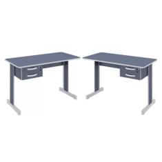 Mesa De Escritório Azul Escrivaninha Com 2 Gavetas Boston