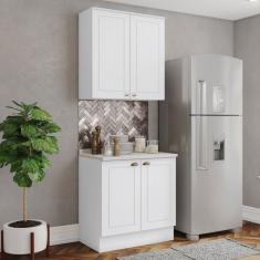 Cozinha Compacta Americana 4 Portas 3 Prateleiras 100% Mdf Branco  -  Henn