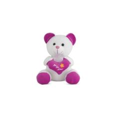 Urso De Pelúcia Com Coração Roxo 25 Cm Antialérgico