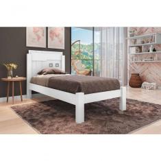 Cama Solteiro Letícia Branco Com Colchão