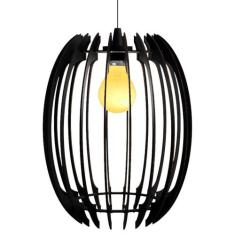 Luminária Teto tipo Pendente GREGA MDF - Completa - Cor: Preta - LENOB