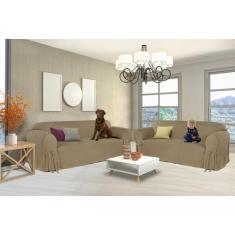 Kit Capa Para Sofá De 2 E 3 Lugares Em Brim Peletizado Protetor Macia 