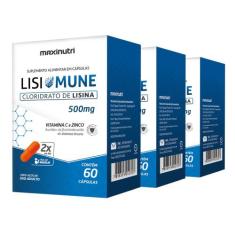 Kit 03 Lisimune Lisina Vitamina C Zinco 60 Caps Maxinutri