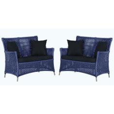 2 Sofás Área Externa Igapó Alumínio Pintura Fendi Corda Náutica Estofa