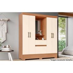 Guarda Roupa Solteiro 6 Portas E 2 Gavetas c- Pés Briz Bs07 Nature-off White