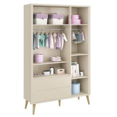 Guarda Roupa Infantil Theo 3 Portas com Pés Madeira Natural - Reller M