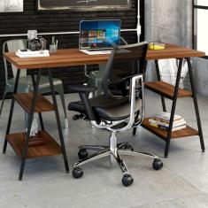 Mesa para Escritório Kuadra 4 Prateleiras Nogal - Compace