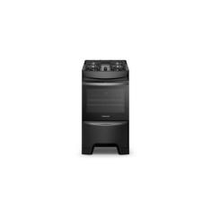 Fogão 4 Bocas Continental Preto Mesa De Vidro  Forno Eco Turb